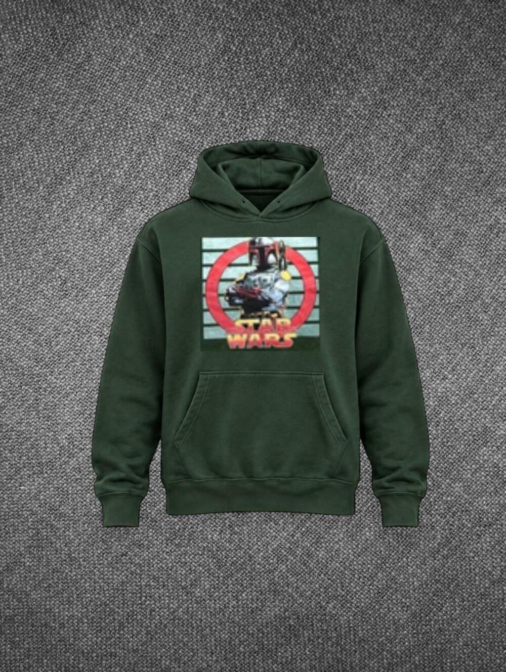 Star Wars Boba Fett Graphic Pullover Hoodie Dark Green Small